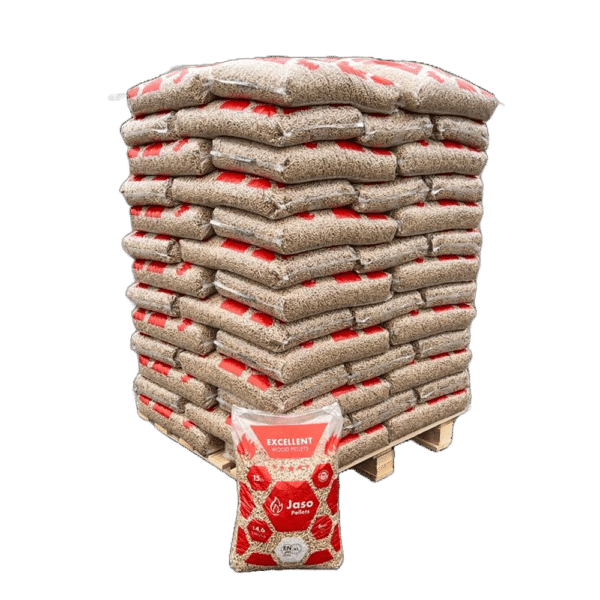 Jaso Excellent pellets | ENplus A1 houtpellets | 975 kg | 65 zakken op een volle pallet | 100% naaldhout (witte houtpellets)