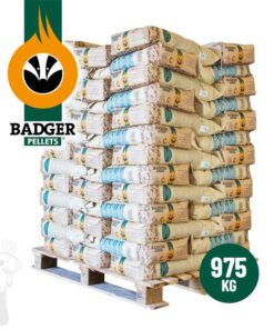 Volle pallet Badger Pellets | ENplus A1 houtpellets | 100% naaldhout (witte houtpellets) 975kg