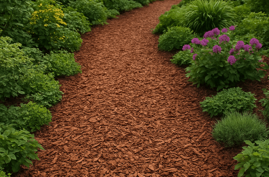 Tuinpad van boomschors