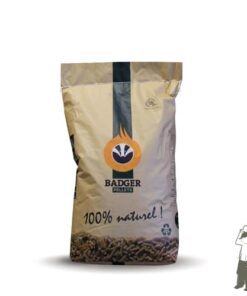 Badger Pellets | ENplus A1 houtpellets | 100% naaldhout (witte houtpellets) - papieren zak met 15 kg