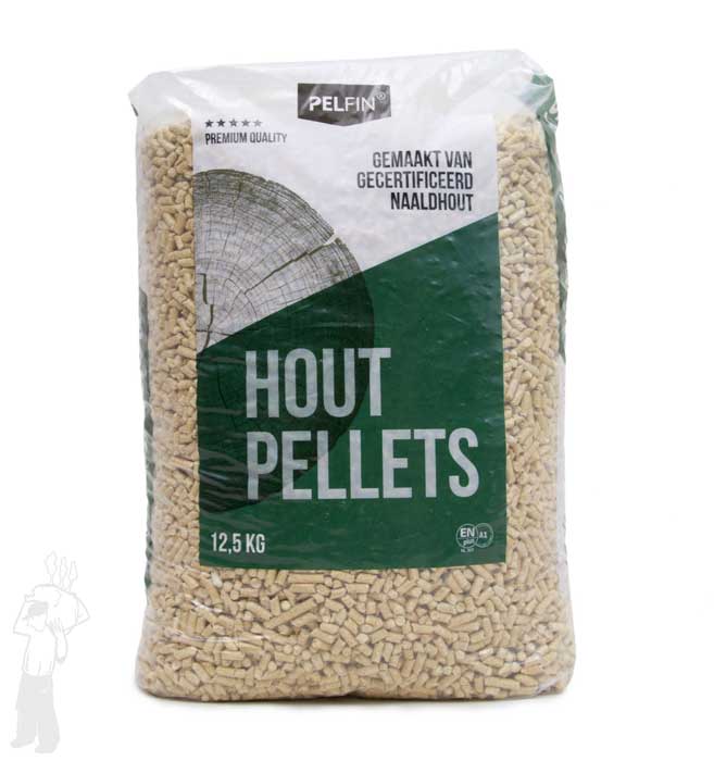 Pelfin witte houtpellets verpakking